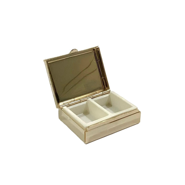 Vintage Porcelain & Metal Rectangular Pill Box