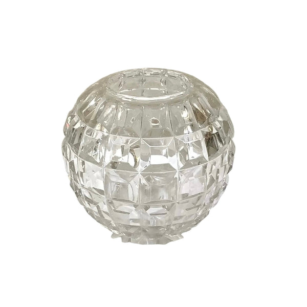 Vintage Glass “Block” Pattern Rose Bowl Vase
