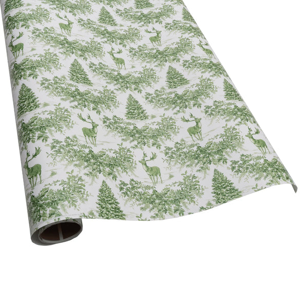 Christmas Toile Green Roll Wrap