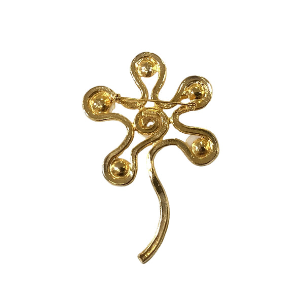 Vintage Pearl & Gold Abstract Tree Brooch