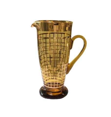 Vintage Amber & Gold Glass Pitcher