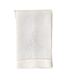 Vintage Monogrammed “A” White Guest Towel