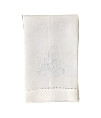 Vintage Monogrammed “A” White Guest Towel