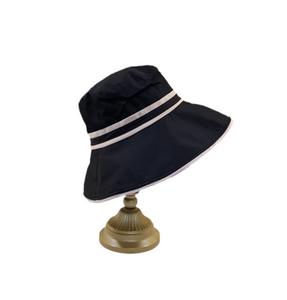 Cotton Sun Hat with Band - Black
