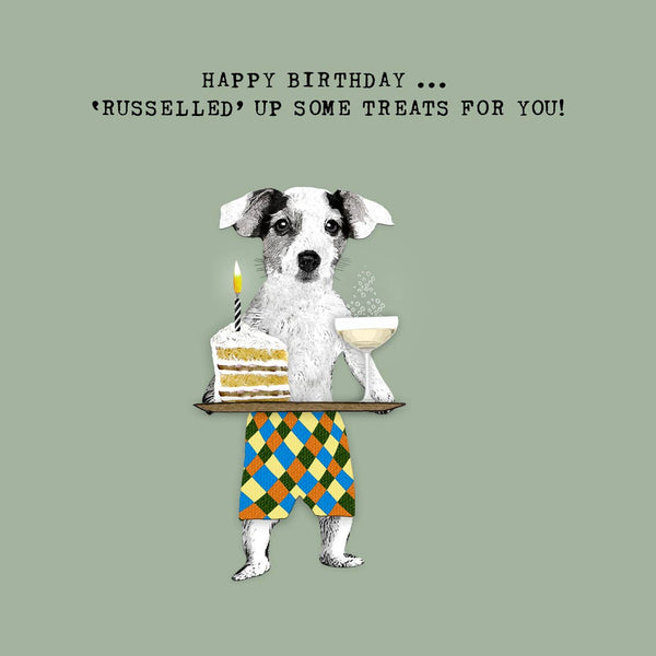 Jack Russell Dog with Treats Birthday Card