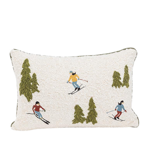Ski Scene Boucle Pillow