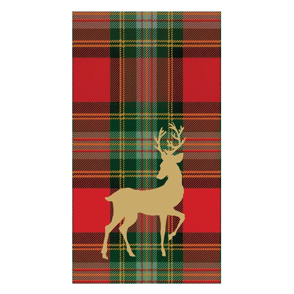 Dinner/Guest Napkins - Reindeer Tartan Red
