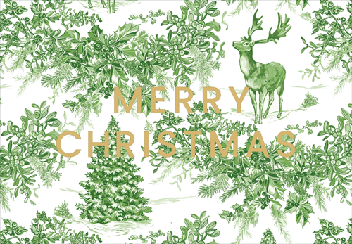 Christmas Toile Foil Christmas Card