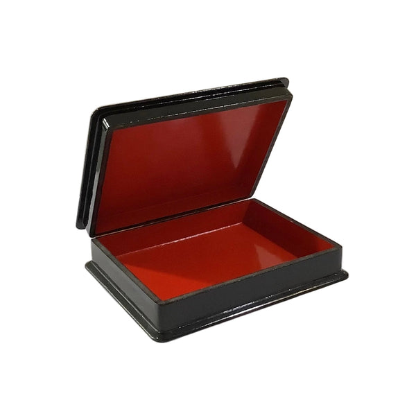Vintage Floral Black Lacquer Box