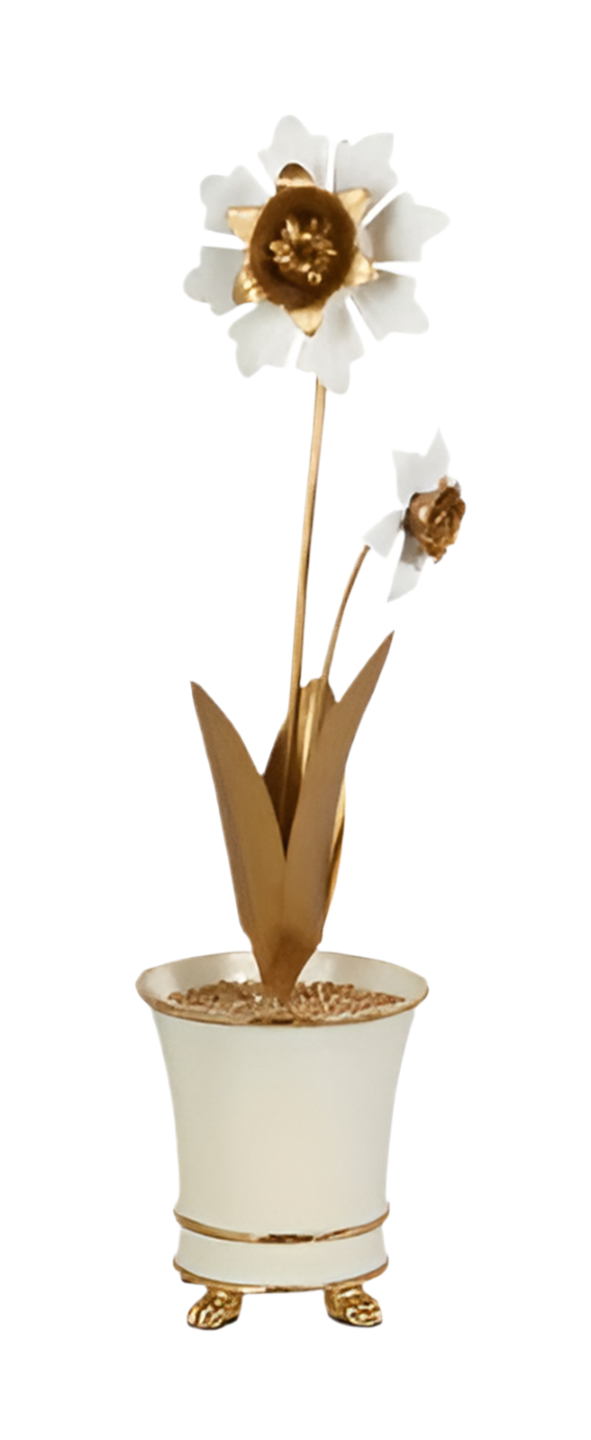 White Gold Metal Flower Pot