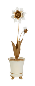 White Gold Metal Flower Pot