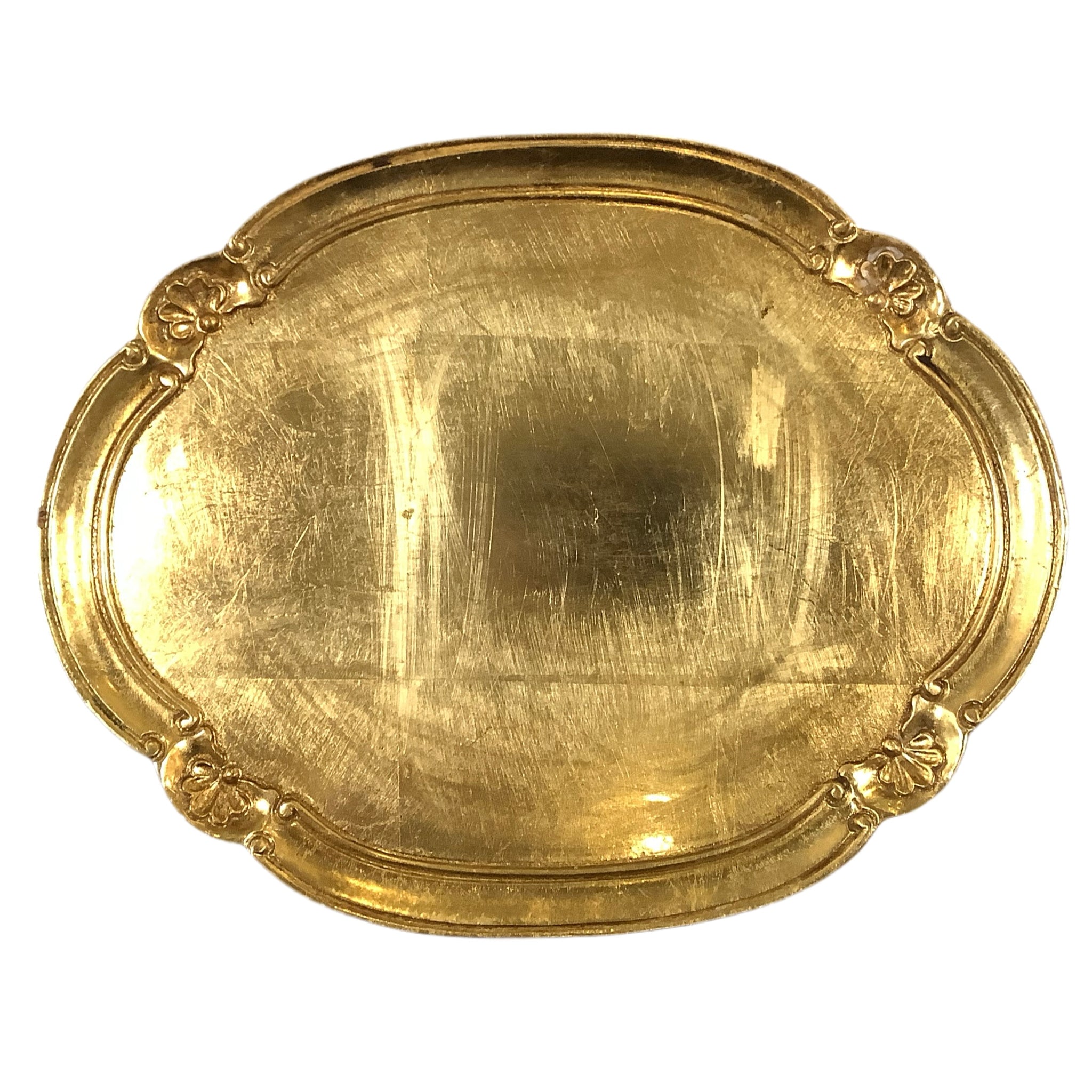 Vintage Gold Florentine Oval Tray