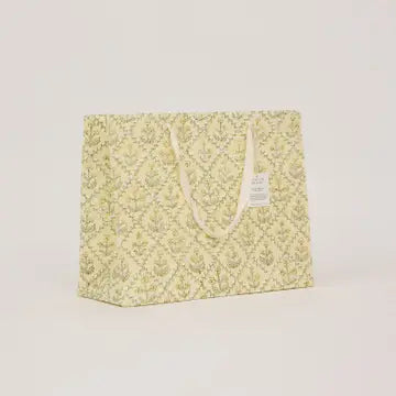 Hand Block Printed Large Gift Bag - Buttercream