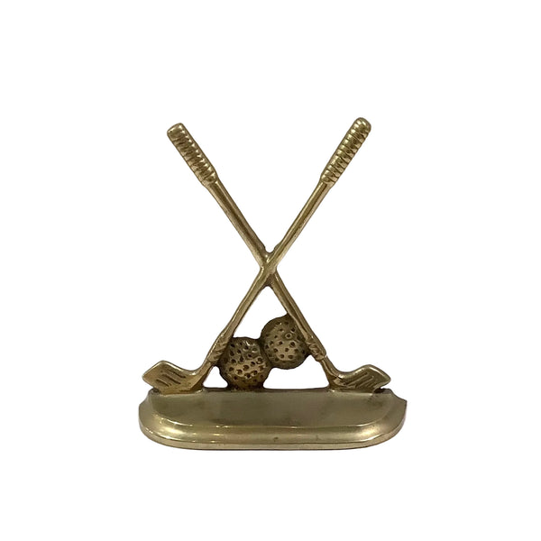 Vintage Golf Clubs & Golf Balls Brass Bookends