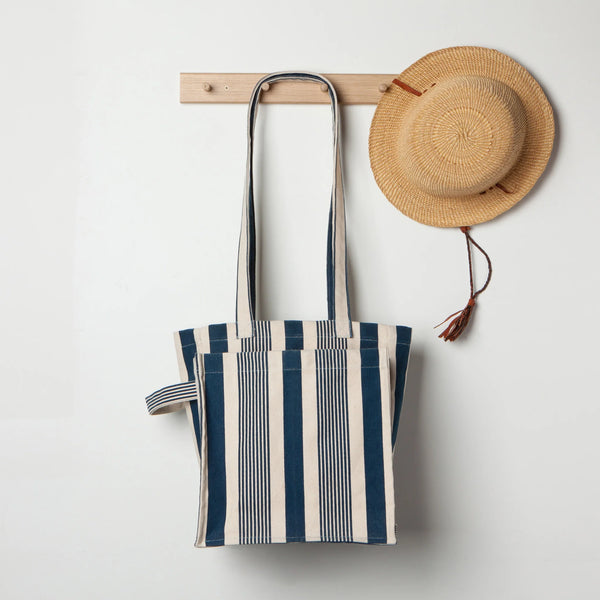 Navy Stripe Shopping Tote