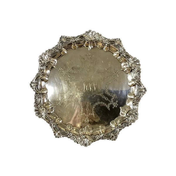Vintage Silver Round Tray