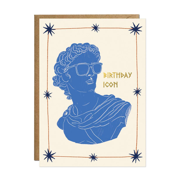 Birthday Icon Card | Gold Foil Greek Statue Sunglasses