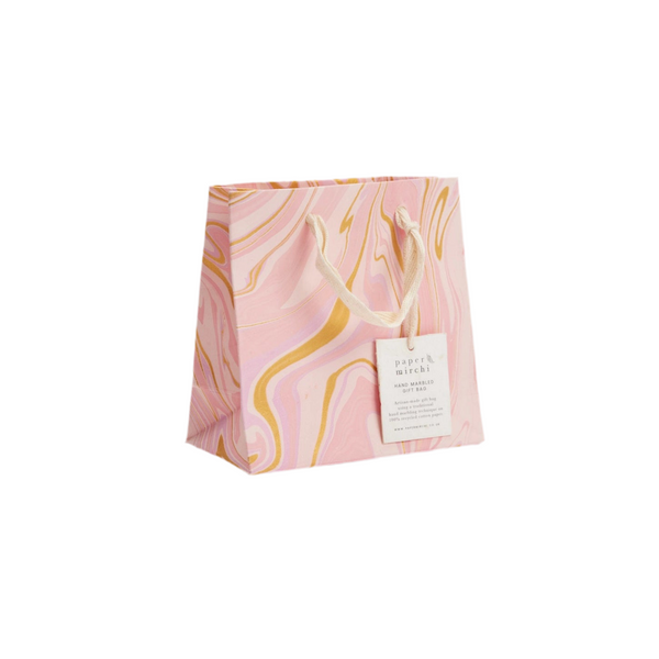 Hand Marbled Gift Bags - Marshmallow Pink