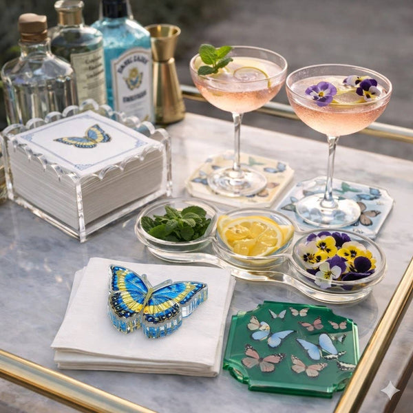 Acrylic Napkin Weight - Butterfly Blues