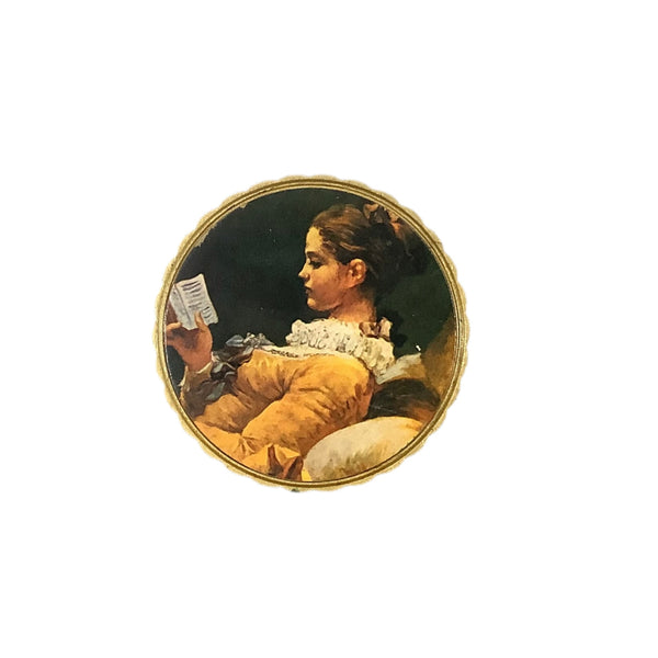 Vintage Round Gold Lidded Florentine Box