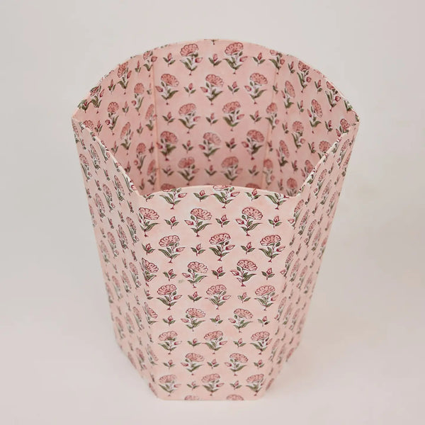 Block Printed Waste Paper Basket - Ditsy Floral Blush