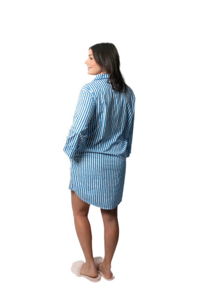 Blue Striped Cotton Nightshirt