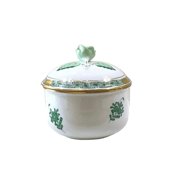 Vintage Chinese Bouquet Green Herend Sugar Basin