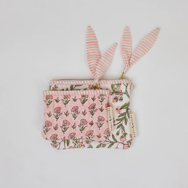 Organic Cotton Zipped Pouch - Floral Blush