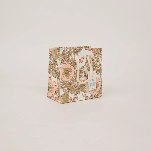 Hand Block Printed Small Gift Bag - Terracotta