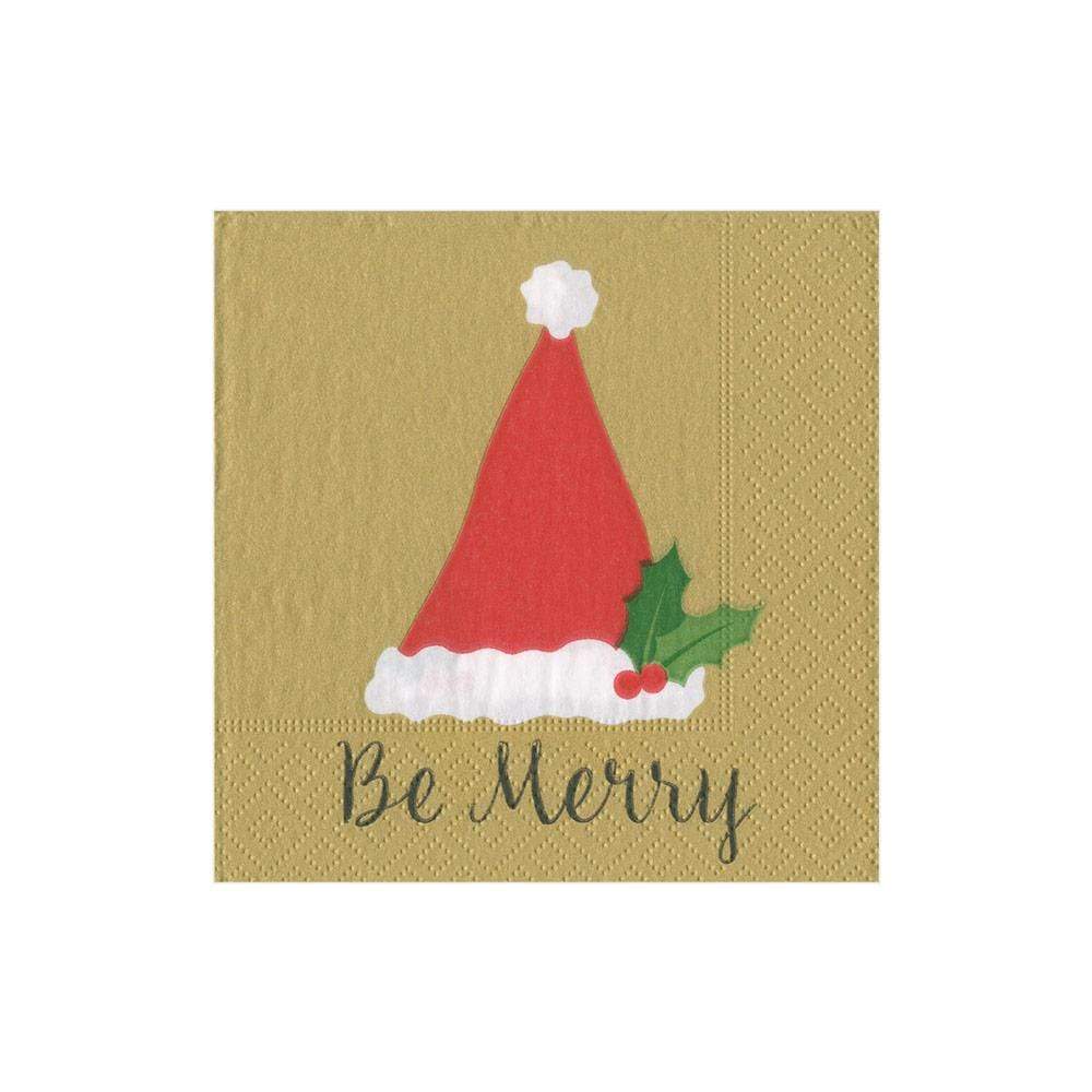 Cocktail Napkins - Be Merry Gold