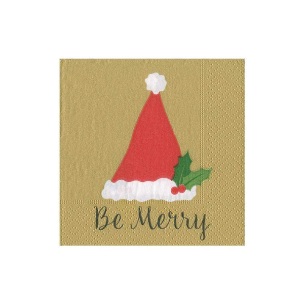 Cocktail Napkins - Be Merry Gold