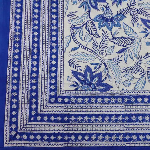 Bossanova Blue Block Printed Tablecloth