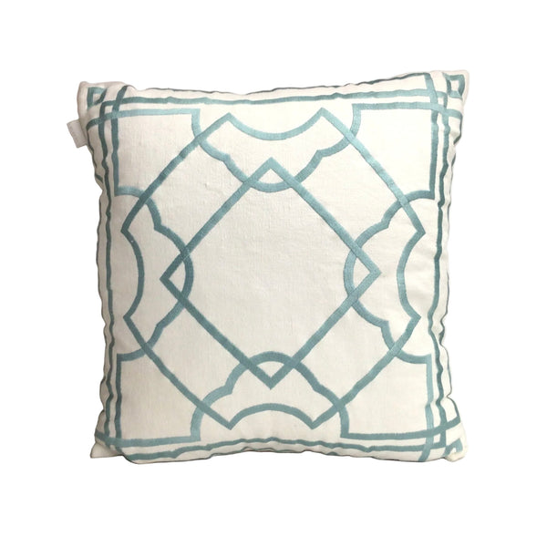 Geometric White & Pale Blue Pillow