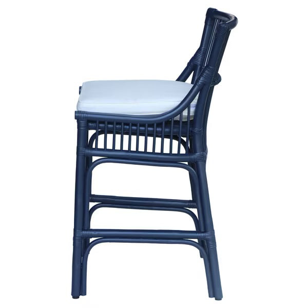 Hampton Navy Rattan Counter Stool