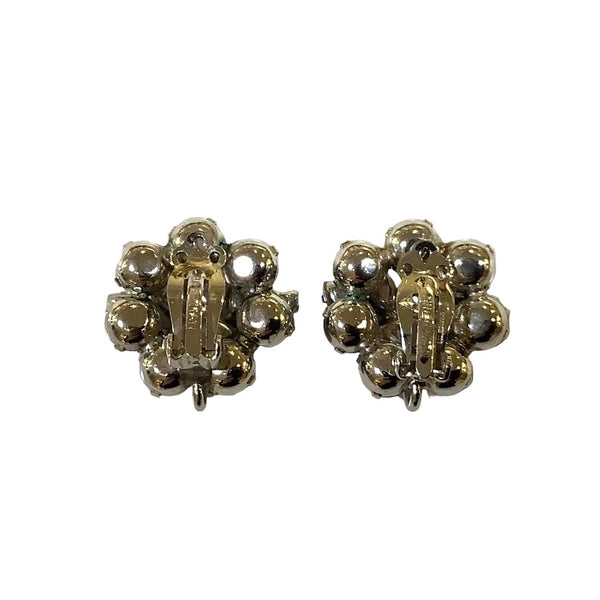 Vintage Pale Blue Rhinestone Clip-On Earrings