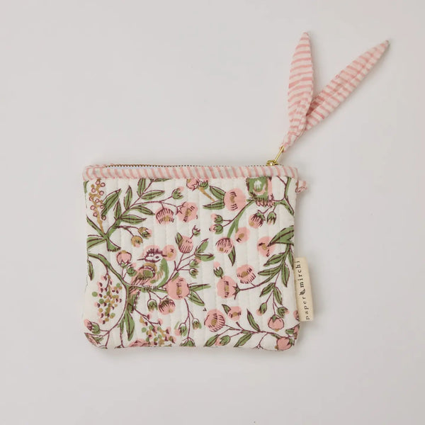 Organic Cotton Zipped Pouch - Floral Blush