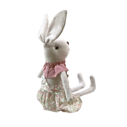 Rabbit Sitting Girl - Cream/Pink