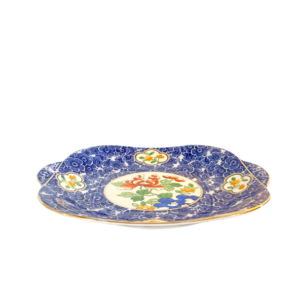 Vintage Blue & White Floral Cake Plate