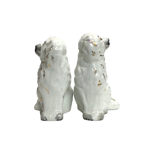 Antique Pair of Victorian Seated Staffordshire Dogs