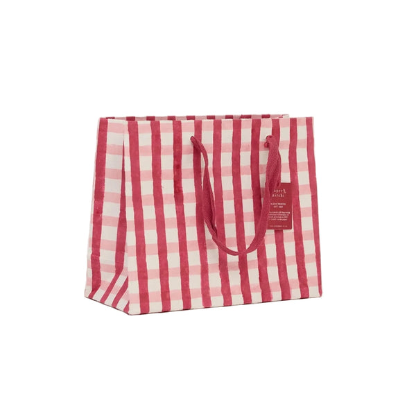 Hand Block Printed Medium Gift Bag - Christmas Pudding