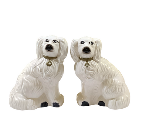 Vintage Pair of Victorian Seated Staffordshire Dogs