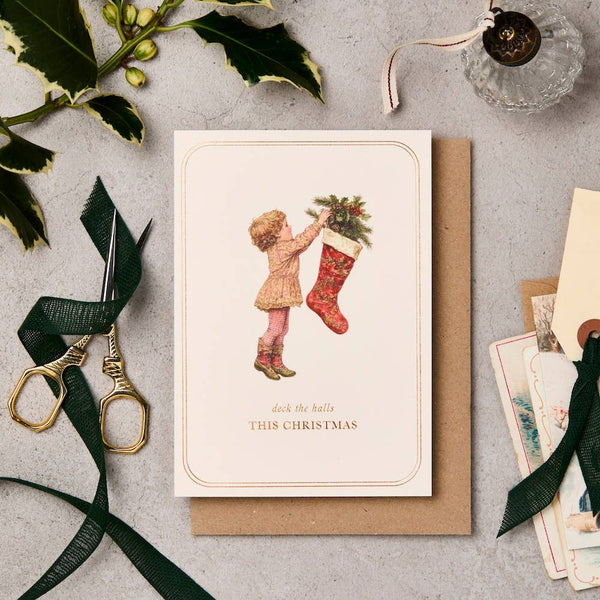 Vintage Stocking Christmas Card