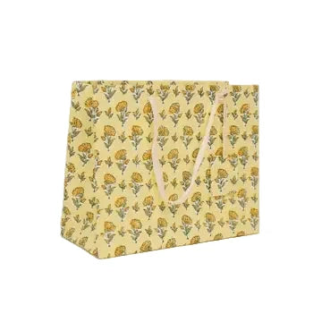 Hand Block Printed Gift Bags - Ditsy Floral Sunshine