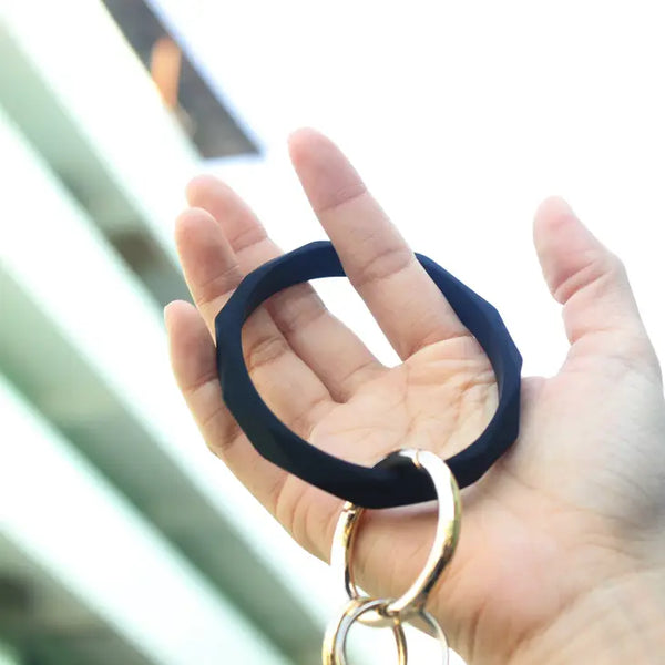 Silicone Diamond Bracelet Keychain - Hot Pink
