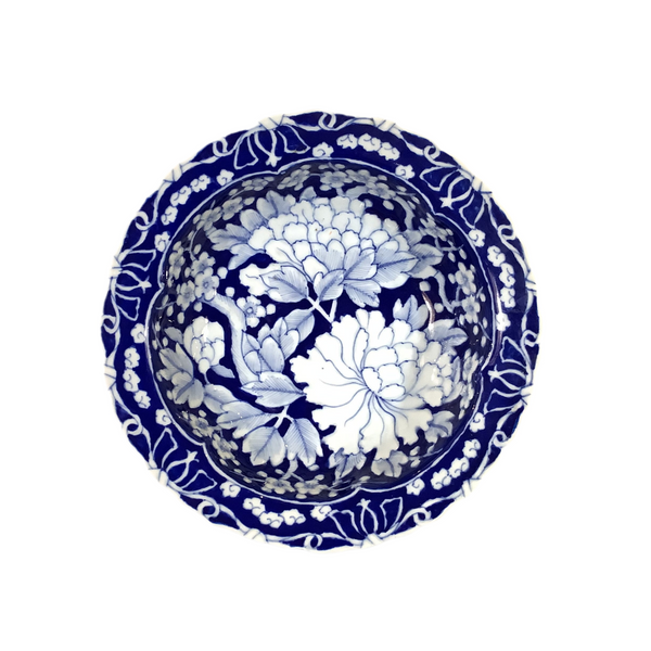 Vintage Blue & White Rimmed Bowl