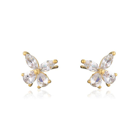 Crystal & Gold Butterfly Studs