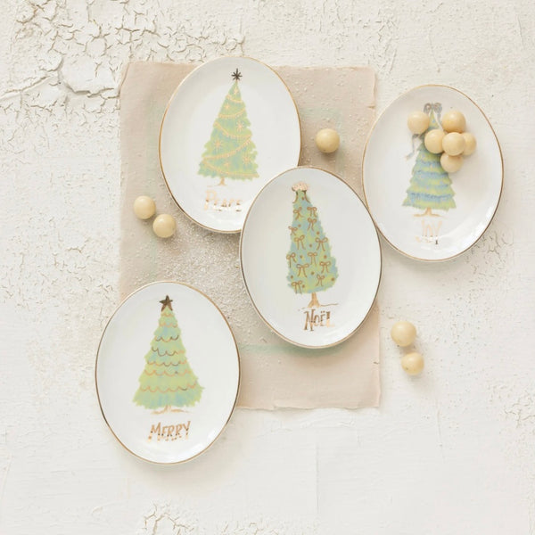 Holiday Oval Stoneware Dish