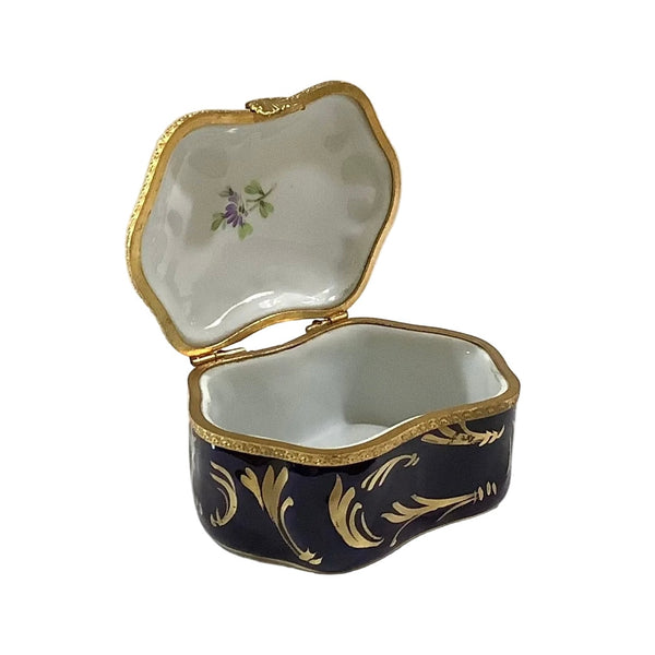 Vintage Cobalt Blue & Gold Hand-Painted Porcelain Trinket Box