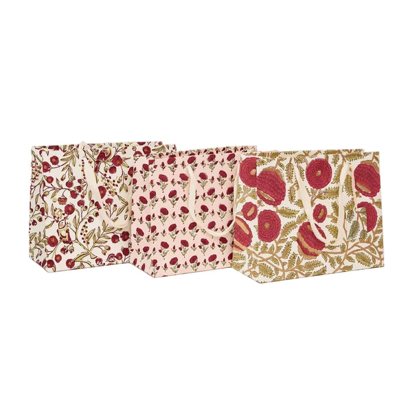 Hand Block Printed Medium Gift Bag - Scarlet Refresh