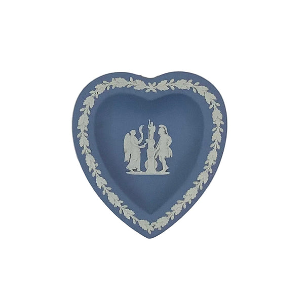 Vintage Wedgewood Blue Jasperware Heart-Shaped Trinket Dish I